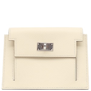 エルメス コインケース ケリーポケット コンパクト ヴォーエプソン ホワイト アイボリー  中古