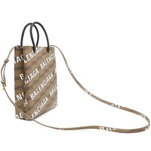 バレンシアガ 2WAYバッグ ラージ ショッピング バッグ コーティングキャンバス ブラウン 茶 BBロゴ  693805 中古