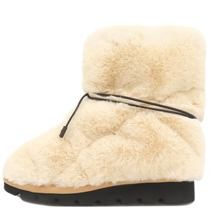 ルイヴィトン ブーツ ファー アンクル ブーツ ファー ホワイト #37 白 茶 靴  中古