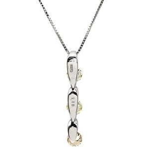 ネックレス ダイヤペンダント K18WG シルバー 3P 3粒 スリーストーンネックレス 18K WG Au750   中古