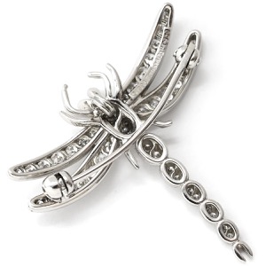 ティファニー ブローチ ドラゴンフライ Pt950 シルバー トンボ ペンダントトップ ダイヤ サファイヤ  中古