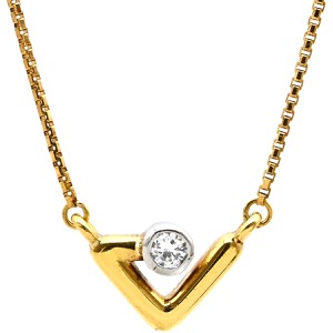 ネックレス 1Pダイヤ ペンダント K18YG ゴールド Au750 18K YG×Pt900  中古