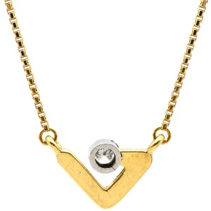 ネックレス 1Pダイヤ ペンダント K18YG ゴールド Au750 18K YG×Pt900  中古