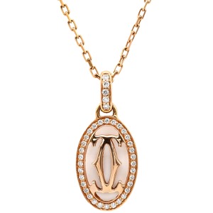 カルティエ ネックレス ロゴ ドゥーブルC K18PG ゴールド 750PG K18 18金  中古