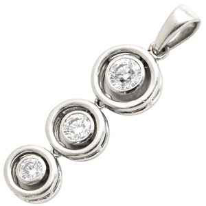 ペンダントトップ ダイヤ Pt900 シルバー 3石 3連 ドロップ  中古