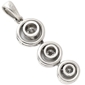 ペンダントトップ ダイヤ Pt900 シルバー 3石 3連 ドロップ  中古