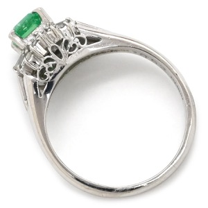 リング 指輪 エメラルド ダイヤモンド リング Pt900 シルバー グリーン 緑 スクエア Pt   中古