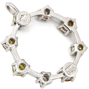 ペンダントトップ K18WG シルバー イエロー ブラウン ピンク 8P 8石 8粒 色石 Au750 18K 18金 マルチカラーストーン チャーム  中古