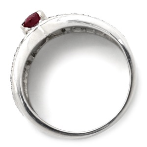 リング 指輪 ルビー ダイヤリング Pt900 シルバー レッド 赤  中古
