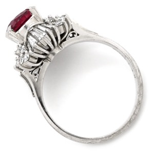 リング 指輪 ルビー ダイヤリング Pt900 シルバー レッド 赤  中古