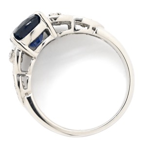 リング 指輪 ブルーサファイア ダイヤリング Pt900 シルバー 青  中古