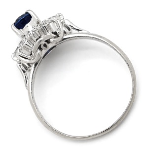 リング 指輪 ブルーサファイア ダイヤ リング Pt900 ブルー 青 プラチナム  中古