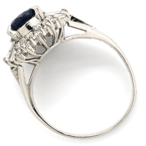 リング 指輪 ブルーサファイア ダイヤリング Pt900 シルバー 青  中古