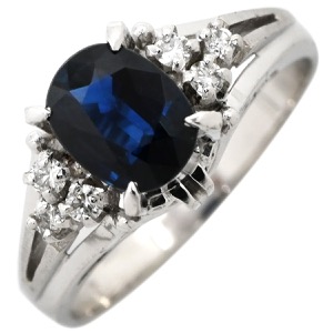 リング 指輪 ブルーサファイア ダイヤリング Pt900 シルバー 青  中古