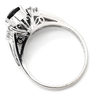 リング 指輪 ブルーサファイア ダイヤリング Pt900 シルバー 青  中古