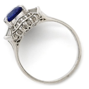 リング 指輪 ブルーサファイア ダイヤリング Pt900 シルバー 青  中古