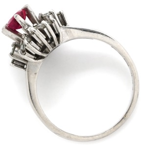 リング 指輪 ルビー ダイヤリング Pt900 シルバー レッド 赤  中古