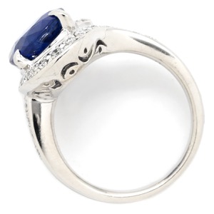 リング 指輪 ブルーサファイア ダイヤリング Pt900 シルバー 青 スリランカ産  中古