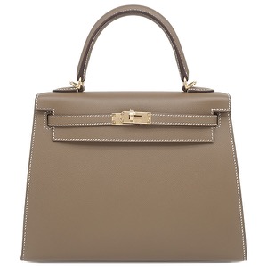 エルメス 2WAYバッグ ケリー25 外縫い ヴェルソ グレー未使用 グレージュ 緑 バイカラー  中古