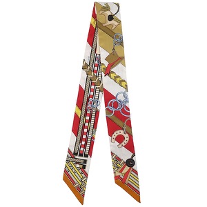 エルメス スカーフ ツイリー シルク マルチカラー未使用【BRIDES ET GRIS-GRIS/馬勒とチャーム】  中古