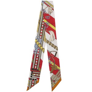 エルメス スカーフ ツイリー シルク マルチカラー未使用【BRIDES ET GRIS-GRIS/馬勒とチャーム】  中古