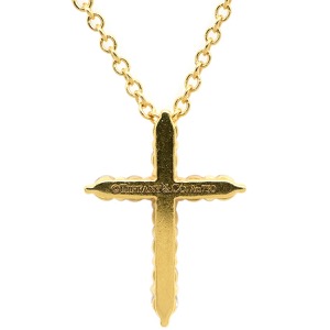 ティファニー ネックレス ミニクロス ダイヤ ペンダント K18YG ゴールド T&Co. Au750 18K 18金 11P 11石 十字架 スモールクロス ロザリオ  中古