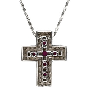 ダミアーニ ネックレス ベルエポック S  K18WG シルバー ペンダント 750 18金 ダイヤ ルビー クロス 十字架  20039534 中古