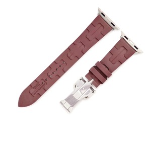 エルメス 腕時計パーツ 純正 アップルウォッチ 32mm用 キリム シンプルトゥール ラバー ワインレッド ラバー ベルト 20mm バックル付き 金具付き 中古
