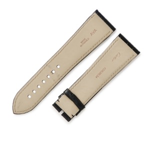 カルティエ 腕時計パーツ タンク ディヴァン用 クロコバンド クロコダイル ブラック 純正 替え ベルト ストラップ Dバックル用 24ｍｍ 黒  中古