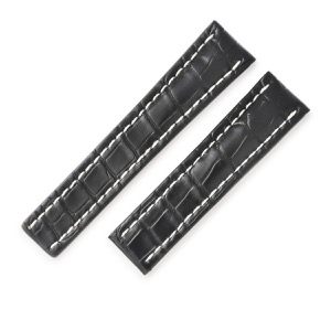 ブライトリング 腕時計パーツ 純正 クロコバンド バックル用 クロコダイル ブラック 新品同様 クロコダイル ベルト バンド ストラップ 替え 22mm 黒  中古