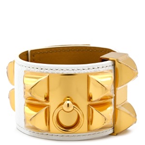 エルメス ブレスレット コリエドシアン プレス エプソン ヴォーエプソン ホワイト 白  中古