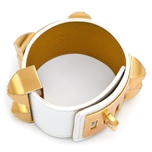 エルメス ブレスレット コリエドシアン プレス エプソン ヴォーエプソン ホワイト 白  中古