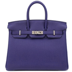 エルメス ハンドバッグ バーキン25 ヴェルソ トゴ ブルー 青 オレンジ  中古