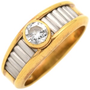 リング 指輪 ダイヤリング K18YG ゴールド Pt900 イエローゴールド プラチナ コンビ 1P 1粒ダイヤ  中古