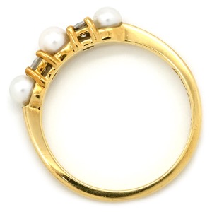 ティファニー リング 指輪 K18YG ゴールド T&Co. Au750 18K 18金 2P 2石 2粒 ダイヤ ベビーパール 真珠  中古