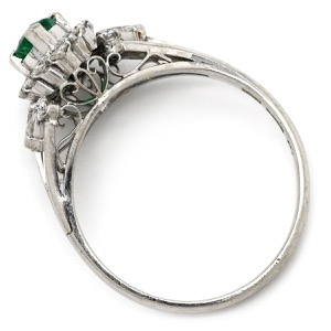 リング 指輪 エメラルド ダイヤ リング Pt900 シルバー グリーン 緑 マーキスカット PM900  中古