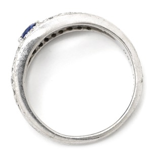 リング 指輪 ブルーサファイア ダイヤリング Pt900 シルバー 青  中古