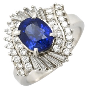 リング 指輪 ブルーサファイア ダイヤリング Pt900 ブルー ロイヤルブルー 青 ヘイローリング 中古