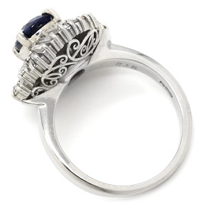 リング 指輪 ブルーサファイア ダイヤリング Pt900 ブルー ロイヤルブルー 青 ヘイローリング 中古