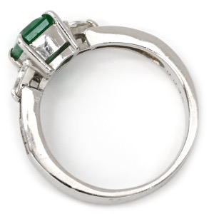 リング 指輪 エメラルド ダイヤモンド リング Pt900 シルバー グリーン 緑 スクエア プラチナム  中古