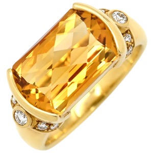 TASAKI リング 指輪 スクエア ダイヤ×色石リング K18YG ゴールド 18K 750 YG  中古