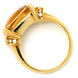 TASAKI リング 指輪 スクエア ダイヤ×色石リング K18YG ゴールド 18K 750 YG  中古