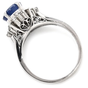 リング 指輪 ブルーサファイア ダイヤ リング Pt900 ブルー 青 プラチナム オーバル  中古