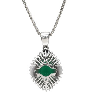 ネックレス Pt900 グリーン 緑 ダイヤ エメラルド バゲットヘイローペンダント Pt プラチナム  中古