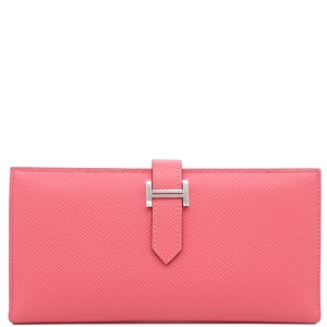 エルメス 長財布 ベアンスフレ ヴォーエプソン ピンク未使用 二つ折り財布  中古