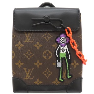 ルイヴィトン ショルダーバッグ スティーマーXS モノグラムキャンバス ブラック LVフレンド アップリケ 茶 黒  M80327 中古