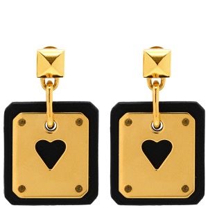 エルメス ピアス アス・ドゥ・クール ヴォースイフト ゴールド エースオブハート 黒 中古