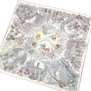 エルメス ストール ショール カレ140 CARRE カレジェアン カシミヤ ホワイト 【Le Jardin de Leila /レイラの庭】  中古