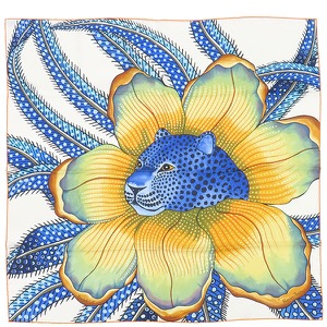 エルメス スカーフ カレ90 CARRE シルク マルチカラー 【Baobab Cat/バオバブ・キャット】  中古