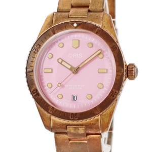 オリス ダイバーズ65 コットンキャンディ 01 733 7771 3158-07 8 19 15 ピンク デイト 夜光 ラウンド 自動巻き